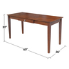 International Concepts Writing Desk with Drawer, Large, 26 in D X 60 in W X 30 in H, Espresso, Wood OF581-42